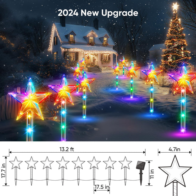 Outdoor Christmas Decorations, 8 Pack Solar Christmas Lights Outdoor Waterproof, Solar Christmas Decorations Outdoor with 8 Modes, Christmas Yard Decorations, Christmas Solar Lights Outdoor Pathway