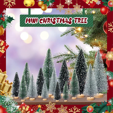 30pcs Mini Christmas Trees for Christmas Decorations, Artificial Christmas Tree Small with Snowflakes Bottle Brush Trees for Christmas Decor Party Home Table Top Winter Crafts Decorations