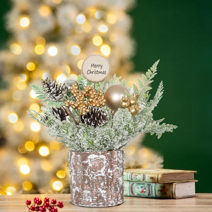 Small Christmas Tree Mini Christmas Tree with Balls Tabletop Tree Artificial Xmas Tree Table top Christmas Tree Decoration for Home Party, Wedding, Office Table
