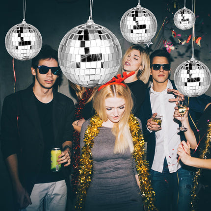 37 Pcs Disco Ball Silver Disco Mirror Ball for Party Decoration, Christmas Tree Ornaments Disco Ball Cup Toppers Wedding Birthday Party Festive