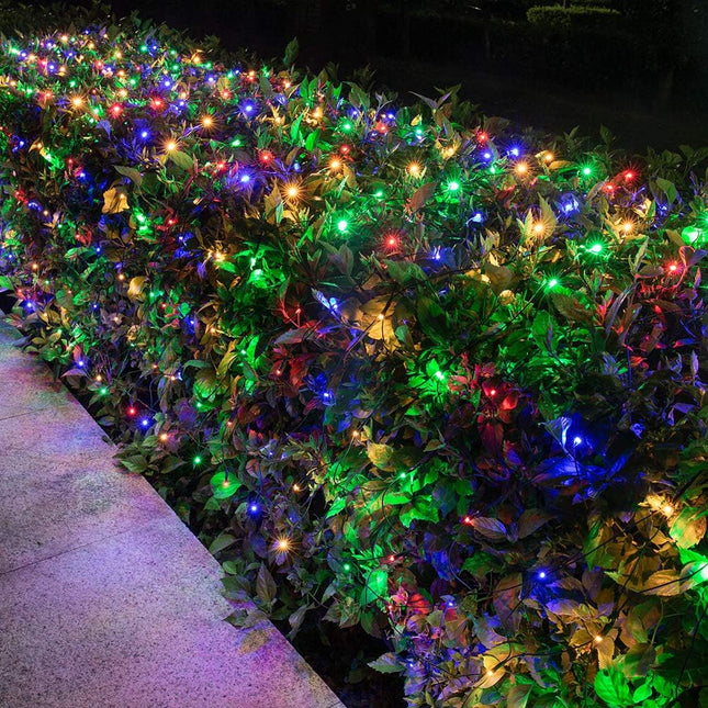 Lomotech 12ft x 5ft 360 LED Christmas Net Lights, 8 Modes Waterproof With Timer Low Voltage Connectable Mesh Lights for Trees, Bushes, Shurb, Garden, Outdoor Decoration(Green Wire, Multi-colored)