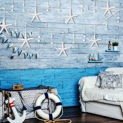 Starfish & Seashell Garland Beach Christmas Decorations 80" with 6PCS Handmade Crafts Starfish & Natural Sea Shells Ornaments, for Coastal Beach Christmas Decor, Home Interior Decor, Party Mermaid