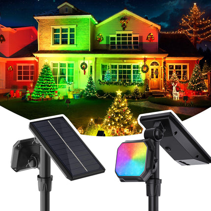 JSOT Solar Lights Outdoor Waterproof - Color Changing Solar Spot Lights Outside, Solar Powered Spotlight Landscape Lighting Halloween Spotlights for Tree Garden Yard Pathway Driveway House Christmas