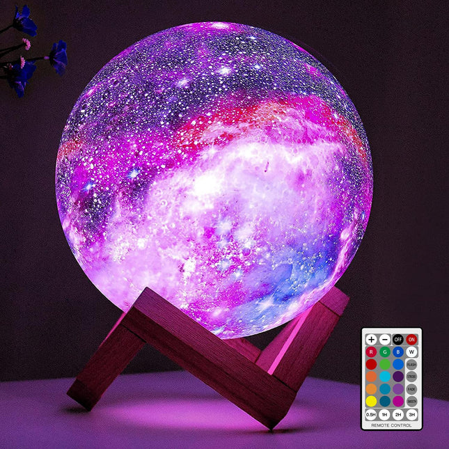 BRIGHTWORLD Moon Lamp Galaxy Lamp 5.9 inch 16 Colors LED 3D Moon Light, Remote & Touch Control Moon Night Light s for Girls Boys Kids Women Birthday
