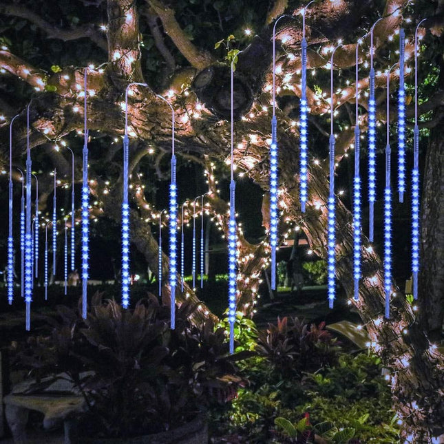 BlueFire d Meteor Shower Lights, 19.68 Inch 10 Tubes 540 LEDs Outdoor Icicle Christmas Lights, Waterproof Falling Rain Lights for Tree Holiday Porch Yard Patio Roof Party Decoration (Blue)