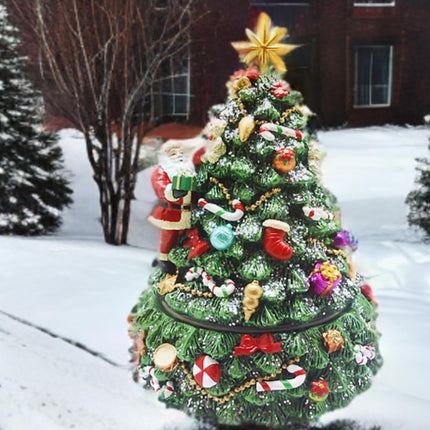 Lightahead Musical Revolving Christmas Tree with Santa Claus and Christmas Music Playing in Poly Resin