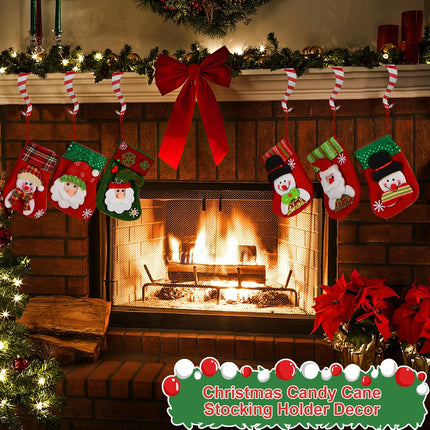 Christmas Stocking Holders for Mantle Set 4, Lightweight Metal Stocking Hangers Adjustable Candy Cane Stocking Hooks for Fireplace Widened Non-Skid Stocking Holders for Christmas Decoration