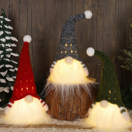 Juegoal Christmas Plush Gnomes, 9 Inch Lighted Handmade Mini gnome Scandinavian, Light Up Swedish Tomte Elf Holiday Present, Battery Operated Xmas s Table Ornaments Dinner Party Supplies, Set of 3