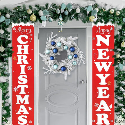 Christmas Wreath Christmas Decorations - 18" Christmas Wreaths for Front Door with Lights, Artificial Snowy Pine Branches Blue Ball Christmas Reef for Home Wall Windows Holiday Xmas Decor
