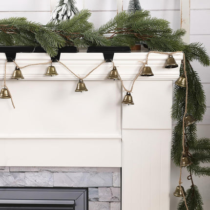 Christmas Decorations -Bells Christmas Garland-Rustic Bells Garland Banner for Christmas Tree Mantle Fireplace and Wall Decor