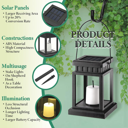 Solpex Solar Pathway Lights 8 Pack Led Outdoor Hanging Lanterns Solar Lights With Stake For Walkway, Ip64 Waterproof Decorative