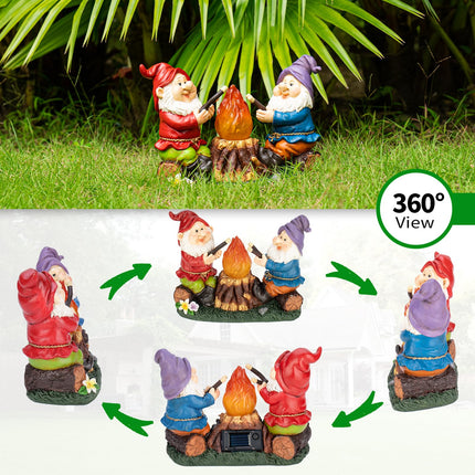 mopha Solar Garden Gnomes Statues Outdoor Christmas Flame Lights Decor, Resin s Figurines Outside Decoration Ornaments Clearance Gardening Decoration
