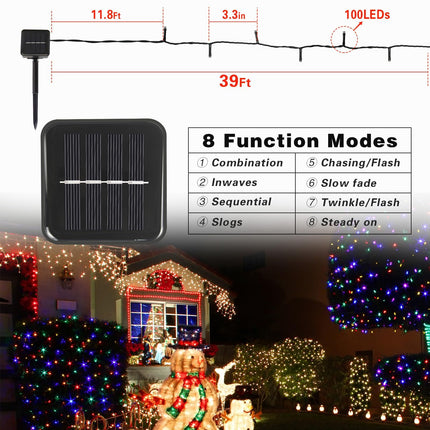 2 Pack Solar String Lights Outdoor, 200 LED Extra-Long 78 FT Solar Christmas Lights Outdoor with 8 Lighting Modes, IP65 Waterproof for Garden, Xmas, Balcony, Wedding, Party (Multicolor)