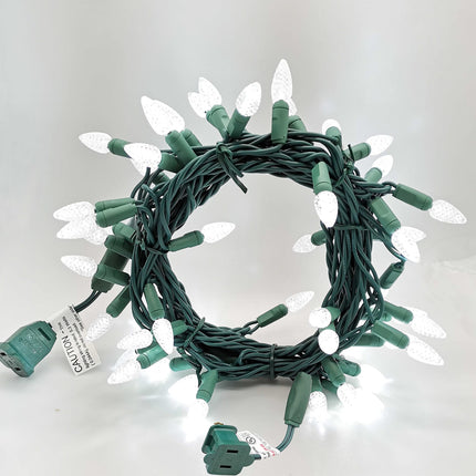 C3 Christmas Lights 50 Cool White LED String Lights, 120V UL, 17FT Green Wire Xmas Lights for Indoor & Outdoor Use, Trees, Pathway, Holiday Party Decorations