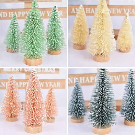 DearHouse 30PCS Artificial Mini Christmas Trees, Mini Pine Tree Sisal Trees with Wood Base Bottle Brush Trees for Christmas Table Top Decor Winter Crafts Ornaments (Pink, 30)