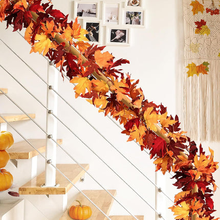 MARTINE MALL 6 Pcs Fall Maple Leaves Garland, 5.6Ft Fall Garland Fall Hanging Vines Garland for Autumn Home Wedding Fireplace Party Thanksgiving Decorations Indoor Outdoor