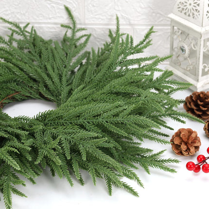 50PCS Christmas Norfolk Pine Branches,14.9 inch Artificial Norfolk Pine Stems,Faux Greenery Pine Needles Branches Xmax Norfolk Pine Picks for DIY Garland Wreath and Home Garden Decoration