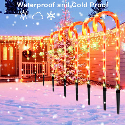Solar Candy Cane Lights Christmas, 12pcs Christmas Candy Cane Outdoor Pathway Lights, 20" Candy Canes Outdoor Decorations with Hanging Star,Candy Cane Lights for Garden/Lawn/Tree/Pathway/Patio