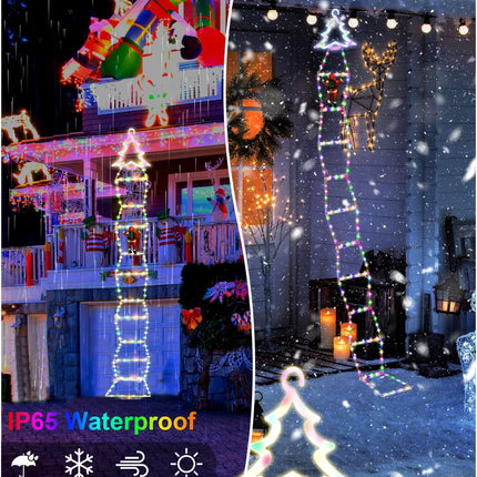 Christmas LED Ladder Lights, 10ft Christmas Decorative Light with Climbing Santa Claus, Christmas Decorations Lights for Indoor Outdoor Garden Xmas Tree Decor (Christmas Tree-A)