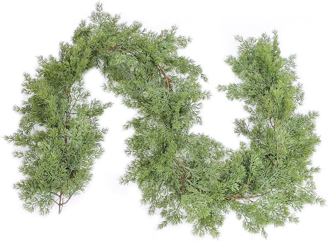 DearHouse 6.1Ft Pine Christmas Garland, 148 Leaves Winter Artificial Greenery Garland for Holiday Season Mantel Fireplace Table Runner Centerpiece Christmas Decoration