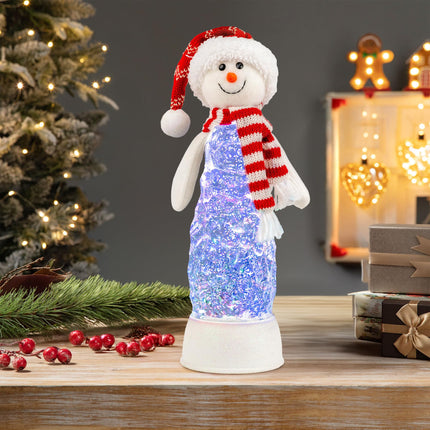 LED Lighted Snowman Swirling Glitter Musical Water Lantern Christmas Snow Globe Home Decoration and , Battery Operated or USB Powered