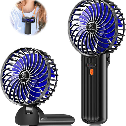 Jzcreater Mini Handheld Fan,Portable Hand Held Fan, 15H Cooling Fan, Quiet 4 Speed, Usb Rechargeable Battery Operated Desk Fan