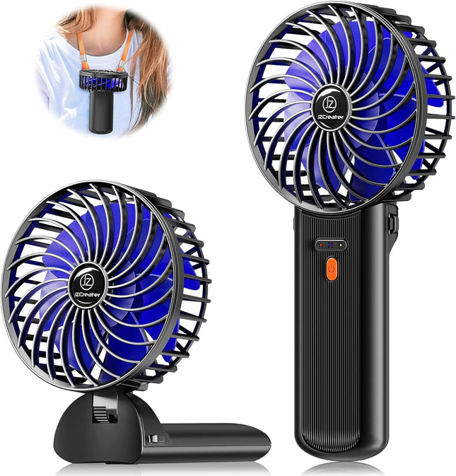 Jzcreater Mini Handheld Fan,Portable Hand Held Fan, 15H Cooling Fan, Quiet 4 Speed, Usb Rechargeable Battery Operated Desk Fan