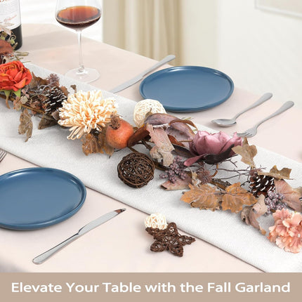 Artgar 6 FT Fall Garland - Fall Leaf Garland, Magnolia Pomegranate Garland with Pine Cones for Fall Harvest Thanksgiving Farmhouse Decorations, Dining Table Mantle Fireplace Porch Indoor Outdoor Decor