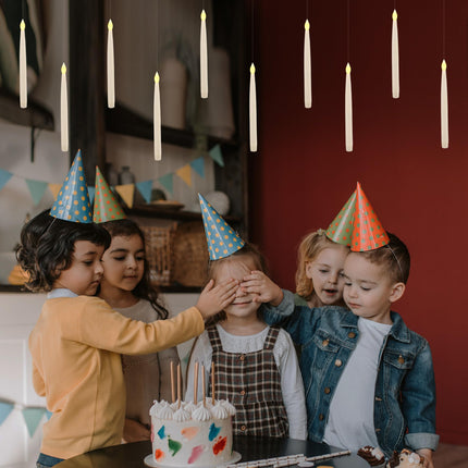 Floating Candles with Wand, 20 Pack Halloween Flameless Candles Battery Operated LED Taper Hanging Candles Electric Candle for Christmas Halloween Birthday Party Decor