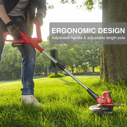 PowerSmart Cordless String Trimmer & Edger PS76110AV2-10 Inch Weed Eater, 20V 2.0Ah Battery and Fast Charger, 2 Trimmer Spools
