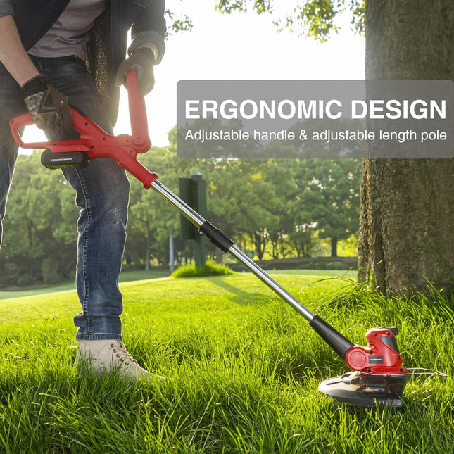 PowerSmart Cordless String Trimmer & Edger PS76110AV2-10 Inch Weed Eater, 20V 2.0Ah Battery and Fast Charger, 2 Trimmer Spools