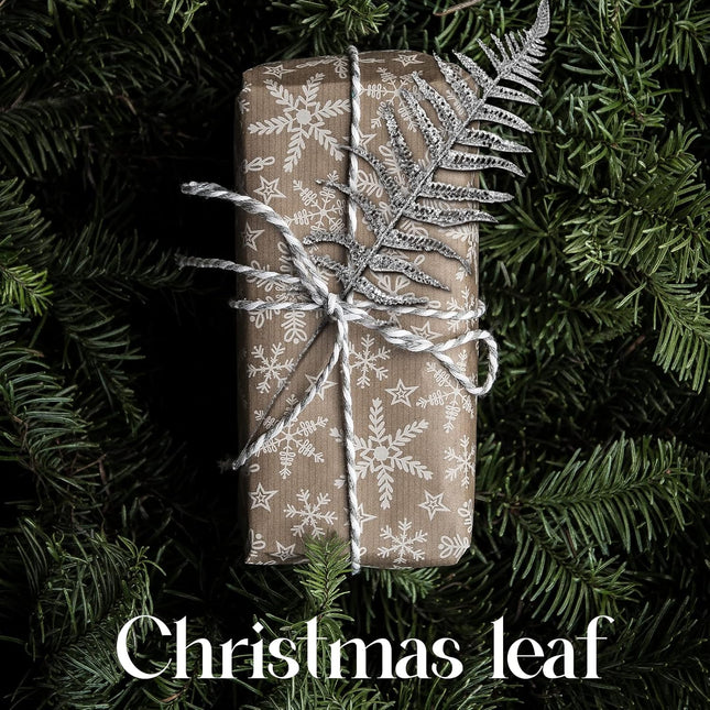 ZMZQ&flw 24pcs Christmas Glitter Leaves for Xmas Tree Decorations, Artificial Boston Fern Bush Tropical Flashing Leaves DIY Christmas Wreath s Crafts, Glod
