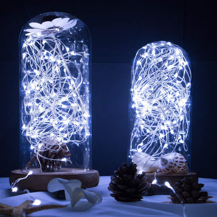 4 Pack 33Ft 100 Cool White Led Fairy Lights Battery Operated with Remote Control Timer Waterproof Silver Copper Wire Twinkle Lights
