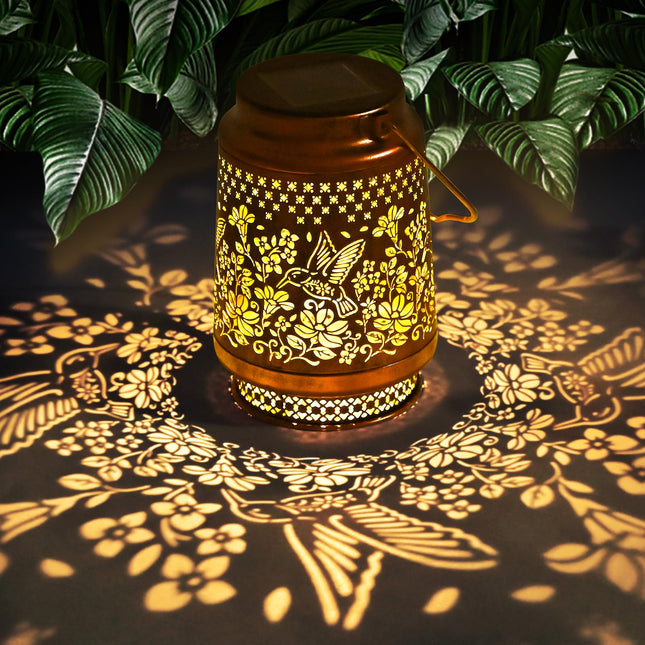 Outdoor Solar Lanterns Hummingbird Decor - Nelyeqwo Waterproof Hanging Solar Lights s for Women Men Metal Lantern Decor for Garden Patio Lawn Porch Backyard Tabletop Pathway Landscape