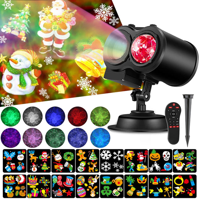 Ocean Wave Christmas Projector Lights, Elec3 16 Slides 2 in 1 Pattern Projection Lights, Decoration Landscape Lights Used Outdoor Indoor for Holidays, Halloween, Parties,Birthday