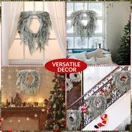 Dingion Norfolk Pine Wreath for Front Door 23 Inch Pinecone Artificial Christmas Cedar Wreath with Pinecones Rustic Farmhouse Wreaths for Kitchen Cabinet Porch Wall Window Mantel Holiday Xmas Decor