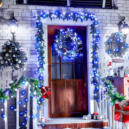 JMEXSUSS 66ft 200 LED Blue and White Christmas Lights, Outdoor Christmas String Lights Plug in, Expandable Christmas Lights for Tree Outside Party Home Decorations