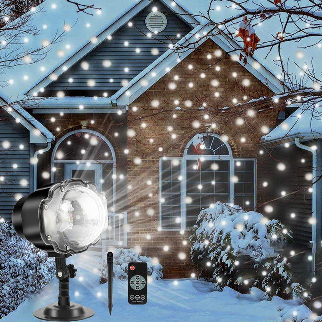 Borelor Snowfall LED Lights IP65 Waterproof Mini Christmas Snowflake Projector Lamp Indoor Outdoor Year Decoration Light with RF Remote & Timer(High Brightness)
