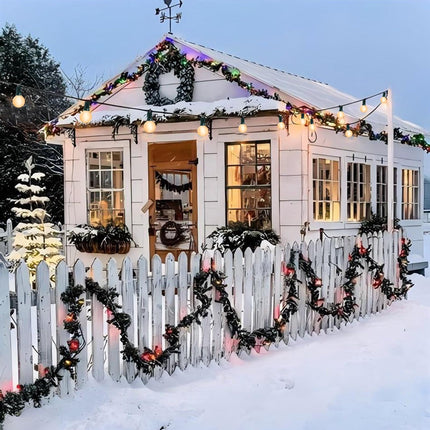 Outdoor String Lights 25FT G40 Christmas Globe Patio Lights with 27 Frosted White Bulbs(2 Spare), Hanging Outdoor Christmas Decorations Lights Waterproof for Backyard Porch Balcony Holiday Party Decor