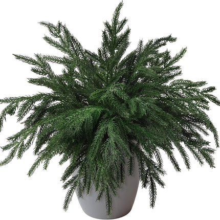 10PCS Christmas Norfolk Pine Stems, Real Touch 15 Inch Artificial Norfolk Pine Branches, Fake Greenery Pine Picks for Vase DIY Holiday Winter Table Indoor Decor(Green)