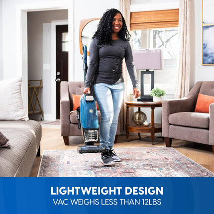 Vacmaster Ub0302E Bagged Upright Vacuum Lightweight Cleaner 2Motor Power Suction With Hepa Filtration, Led Headlight For Pet Hair, Carpet And Hardwood Floor, Blue