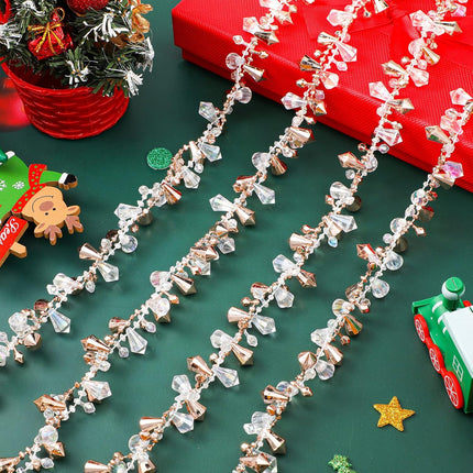 80 Feet 4 Rolls Clear Christmas Garlands Crystal Acrylic Bead Garlands Large Twist Christmas Bead Garlands Hanging Beaded Christmas Tree Garlands for Christmas Wedding Party (Rose Gold Series)