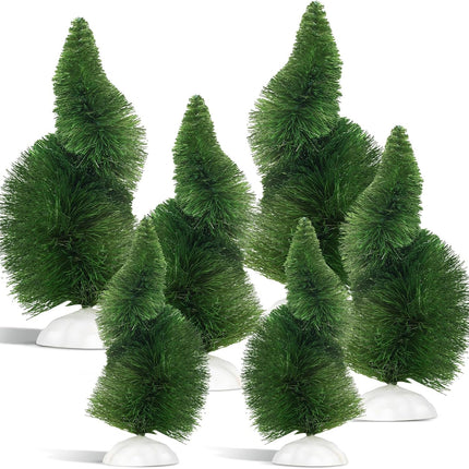 12 Pcs Green Mini Christmas Trees Whimsical Curved Christmas Frost Trees Artificial Xmas Mini Table Decoration for Christmas Village Home Kitchen Christmas Party