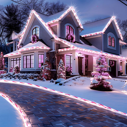 Minetom Christmas Lights Outdoor, 66 FT 400 LED Candy Canes Rope Lights Outdoor with 8 Lighting Modes, Waterproof Christmas Lights Outdoor Decoration, Rope Lights for Outside Indoor Tree, Pure White