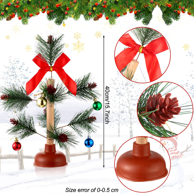 2 Pieces Christmas Tree Plunger White Elephant Dirty Santa Plunger Funny Toilet Humor Christmas Gag s for White Elephant Party Xmas Ornament Decor