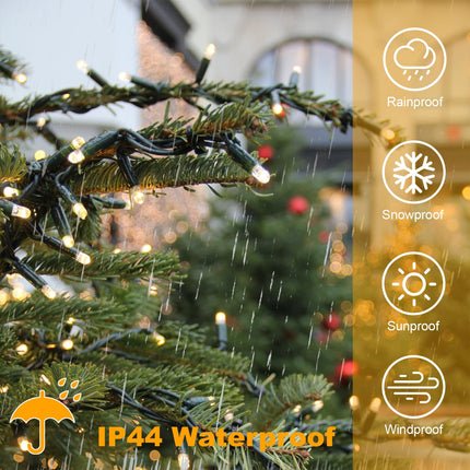 Christmas Tree Lights String, 6.6 Ft 400 LED Christmas Lights String, 16 Wires, Waterproof String Lights, 8 Modes and Memory Function, Pluggable, for Christmas Tree Decoration (Warm White)
