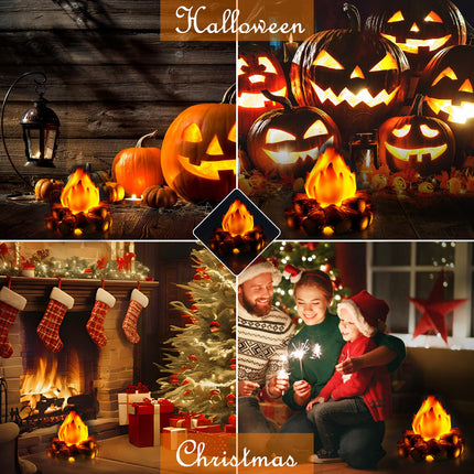 Bestview Artificial Fake Campfire Night Light, 3D LED Fake Fire Pit Firewood Lamp with Realistic Log Flameless Candle Battery Operated, Halloween Christmas Campfire Party Decorations
