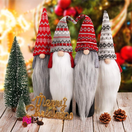 D-FantiX Christmas Gnome Wine Bottle Covers, 4 Pack Handmade Tomte Swedish Gnomes Wine Bottle Toppers Decorative Santa Scandinavian Plush Christmas Decorations Year Dining Table Decor Party