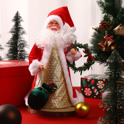 Christmas Santa Treetop 12 Inch Large Christmas Tree Topper with Hat and Clothes Hanging Berry Wreath for Christmas Tree Decorations Party Home Decor(Red)