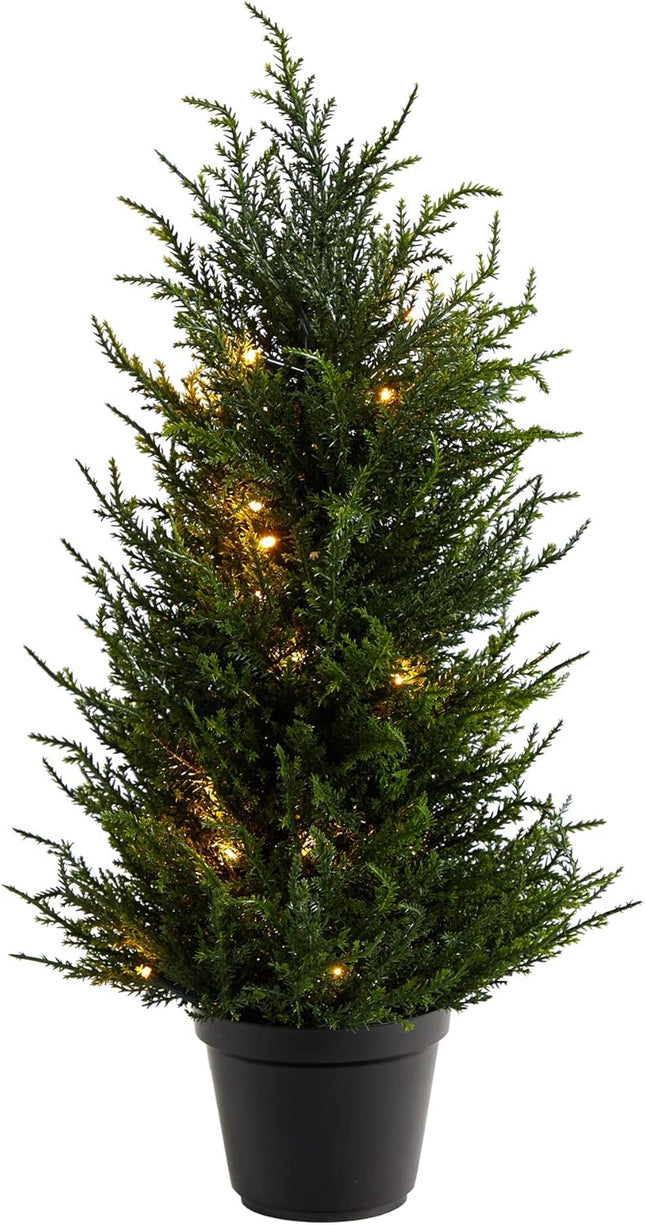 Nearly Natural 18in. Cedar Artificial Tree with LED Lights UV Resistant (Indoor/Outdoor)